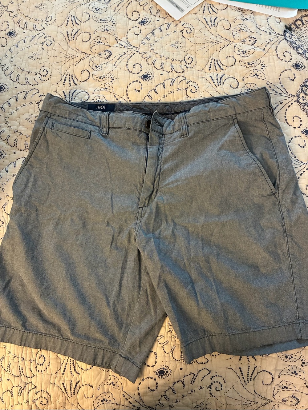 1901 Men's Light Gray Flat-Front Casual Shorts - 36
